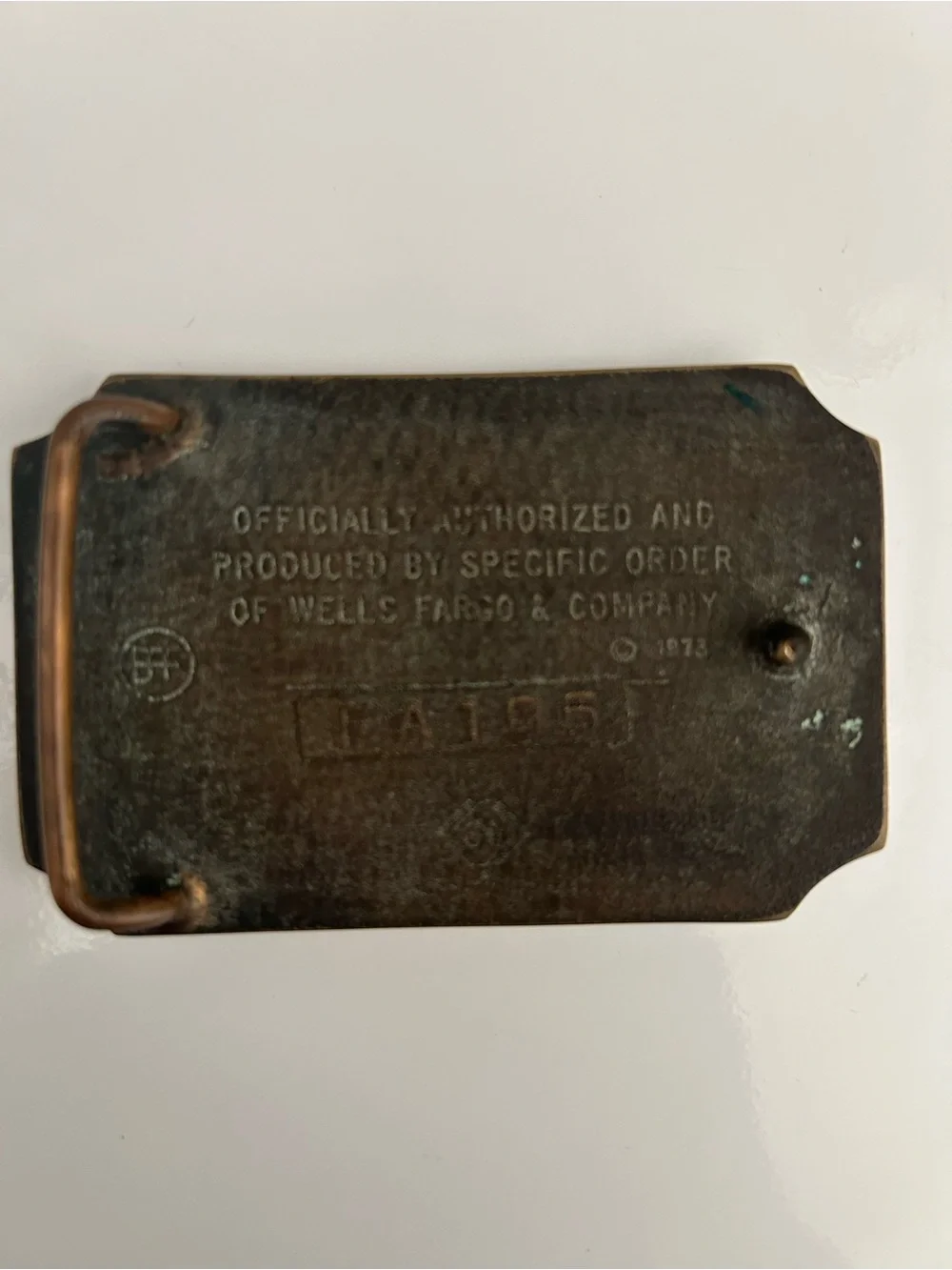 Vintage Wells Fargo Brass Belt Buckle - Aged Bronze Patina
